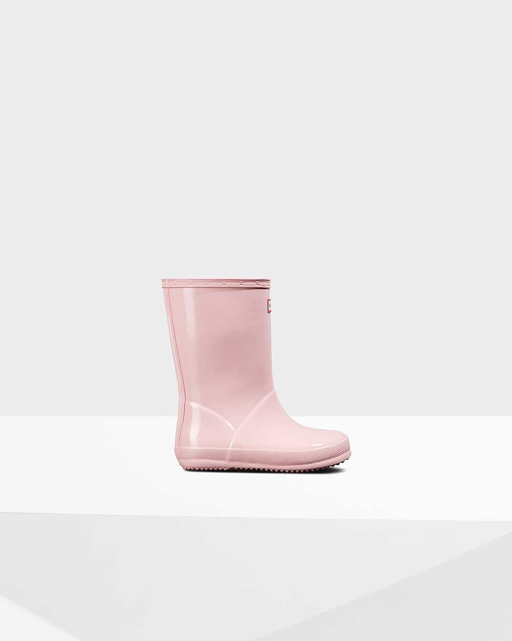 Hunter Kids Original First Classic Gloss Short Wellington Boots Pink,QNMF73402